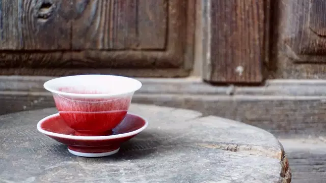A copper-red glazed cup