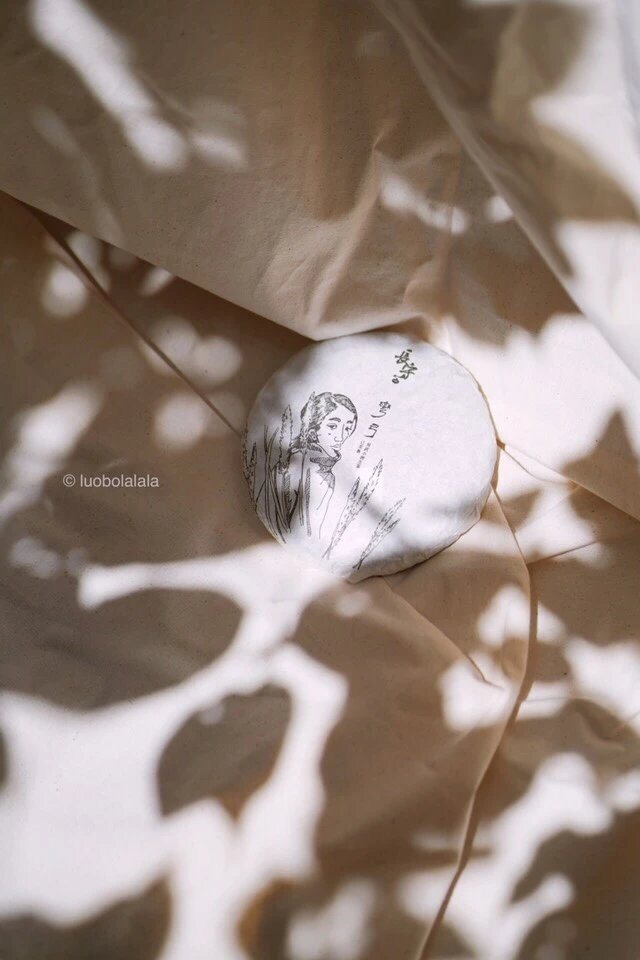 Leaf shadows falling across a handmade ceramic object