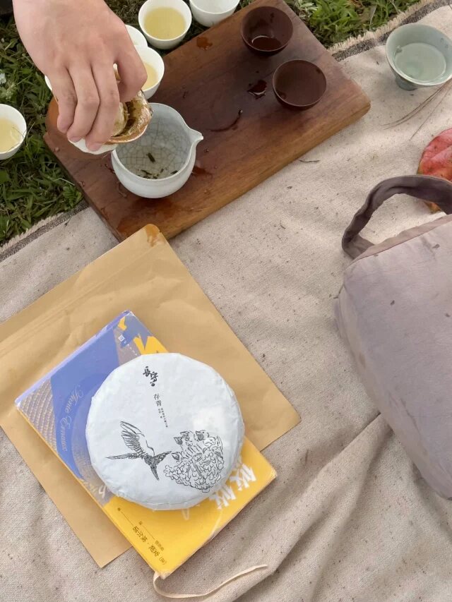 Cunqing raw Pu’er cake and dry leaf from Changshou’s product photographs